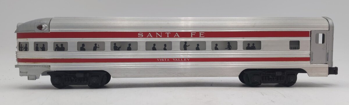 Lionel 2561 Vintage O Santa Fe Vista Valley Red Stripe Aluminum Observation Car EX/Box