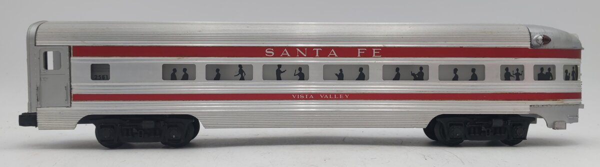 Lionel 2561 Vintage O Santa Fe Vista Valley Red Stripe Aluminum Observation Car EX/Box