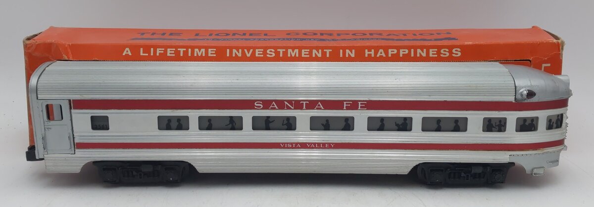 Lionel 2561 Vintage O Santa Fe Vista Valley Red Stripe Aluminum Observation Car EX/Box