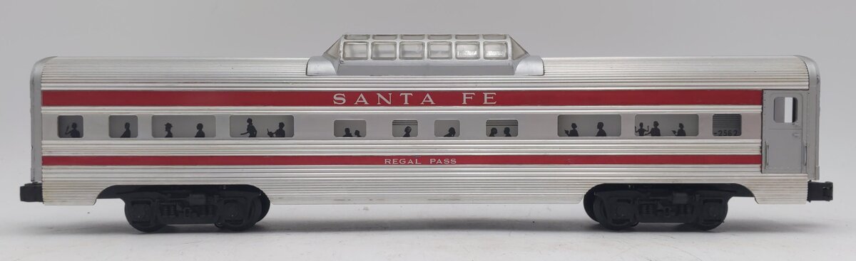 Lionel 2562 Vintage O Santa Fe Regal Pass Red Stripe Aluminum Vista Dome Car EX/Box