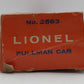 Lionel 2563 Vintage O Santa Fe "Indian Falls" Red Stripe Aluminum Pullman Car EX/Box