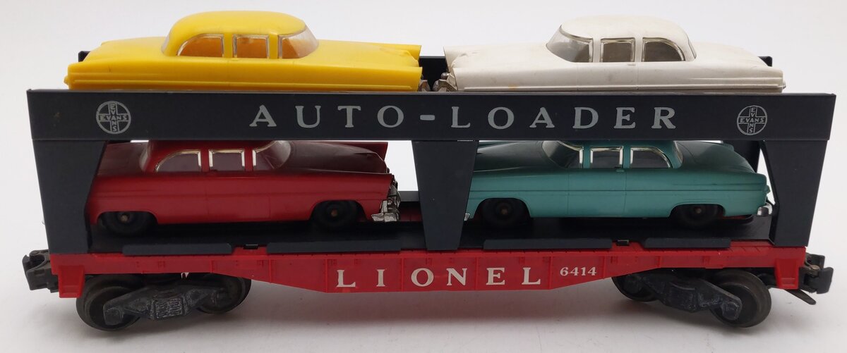 Lionel 6414 Vintage O Gauge Postwar Evans Autoloader with 4 Automobiles VG