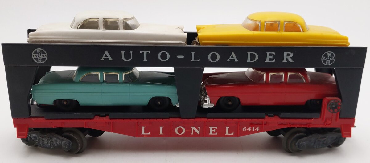 Lionel 6414 Vintage O Gauge Postwar Evans Autoloader with 4 Automobiles VG