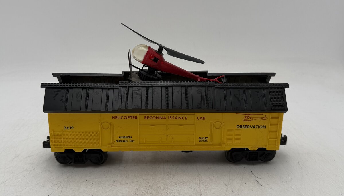 Lionel 3619 Vintage O Operating Helicopter Reconnaissance Car VG