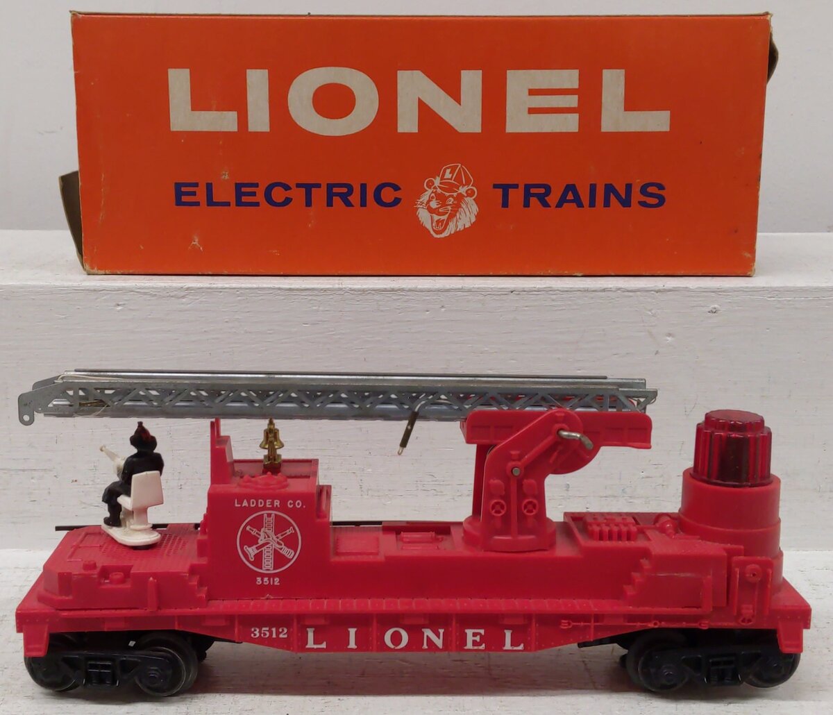 Lionel 3512 Vintage O Fireman & Ladder Car w/Silver Ladder - RARE VG/Box