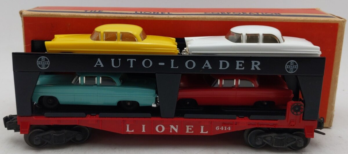 Lionel 6414 Vintage O Gauge Postwar Evans Autoloader with 4 Automobiles VG/Box