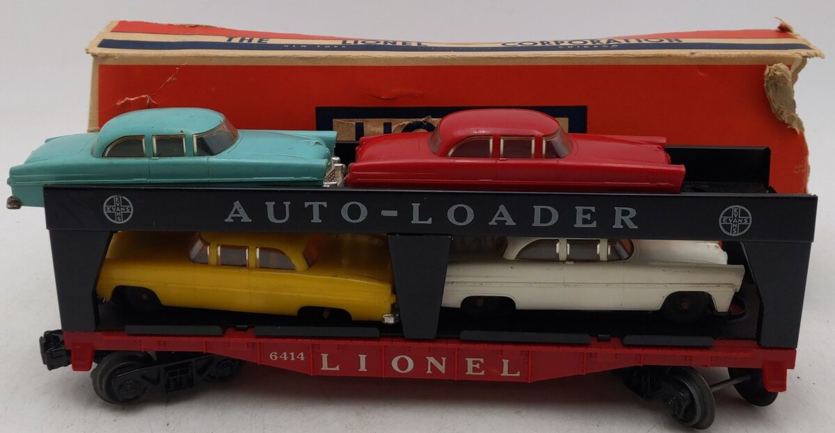 Lionel 6414 Vintage O Gauge Postwar Evans Autoloader with 4 Automobiles VG/Box
