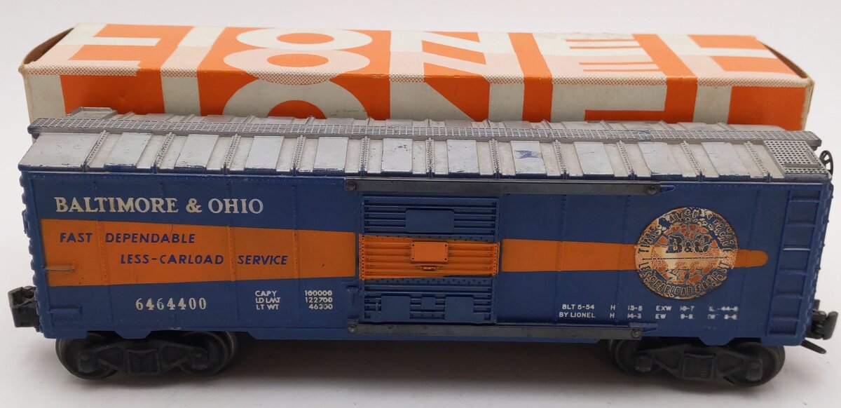 Lionel 6464-400 Vintage O Baltimore & Ohio Boxcar - 5-54 Built Date/Box