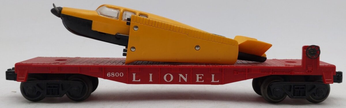 Lionel 6800 Vintage O Flatcar with Yellow over Black Airplane VG
