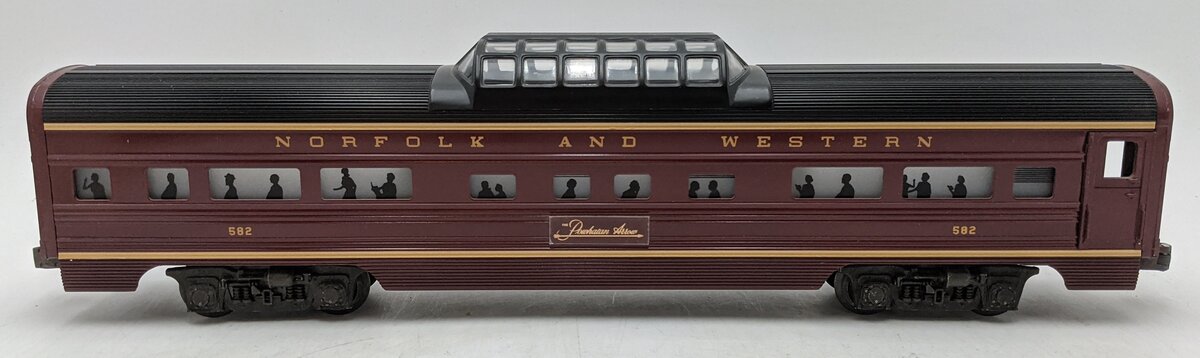 Lionel 6-9567 O Gauge Norfolk & Western Aluminum Vista Dome Car #582 EX/Box