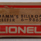 Lionel 6-9862 O Gauge Hamm's Beer Billboard Reefer Car EX/Box