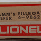 Lionel 6-9862 O Gauge Hamm's Beer Billboard Reefer Car EX/Box