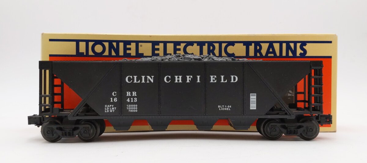 Lionel 6-16413 O Gauge Clinchfield 4-Bay Hopper with Coal Load LN/Box