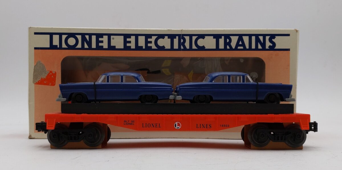 Lionel 6-16933 O Gauge Lionel Lines Flatcar with 2 Blue Automobiles LN/Box