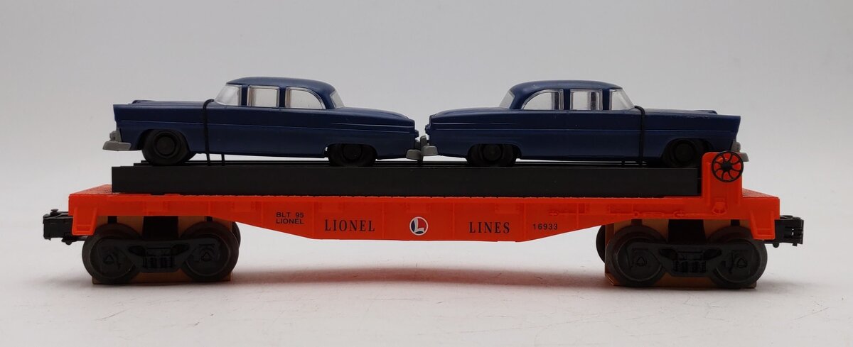 Lionel 6-16933 O Gauge Lionel Lines Flatcar with 2 Blue Automobiles LN/Box