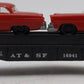 Lionel 6-16941 Atchison, Topeka & Santa Fe Flatcar with Two Vehicles EX