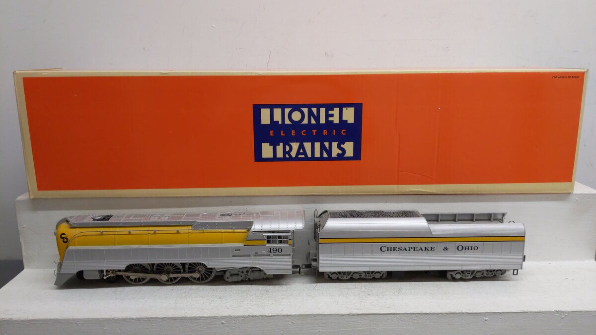 Lionel 6-18043 O Chesapeake & Ohio Streamlined Hudson & Tender #490 with RSII EX/Box