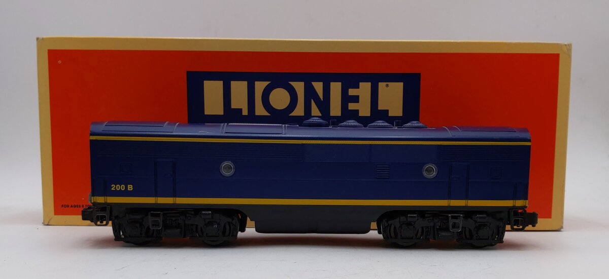 Lionel 6-18122 O Santa Fe F3 Blue/Yellow Non-Powered Diesel B-Unit #200B w/RS II LN/Box