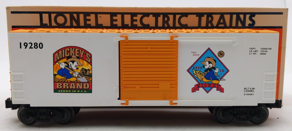 Lionel 6-19280 O Gauge Disney Mickey Wheat Hi-Cube Boxcar #19280 EX/Box