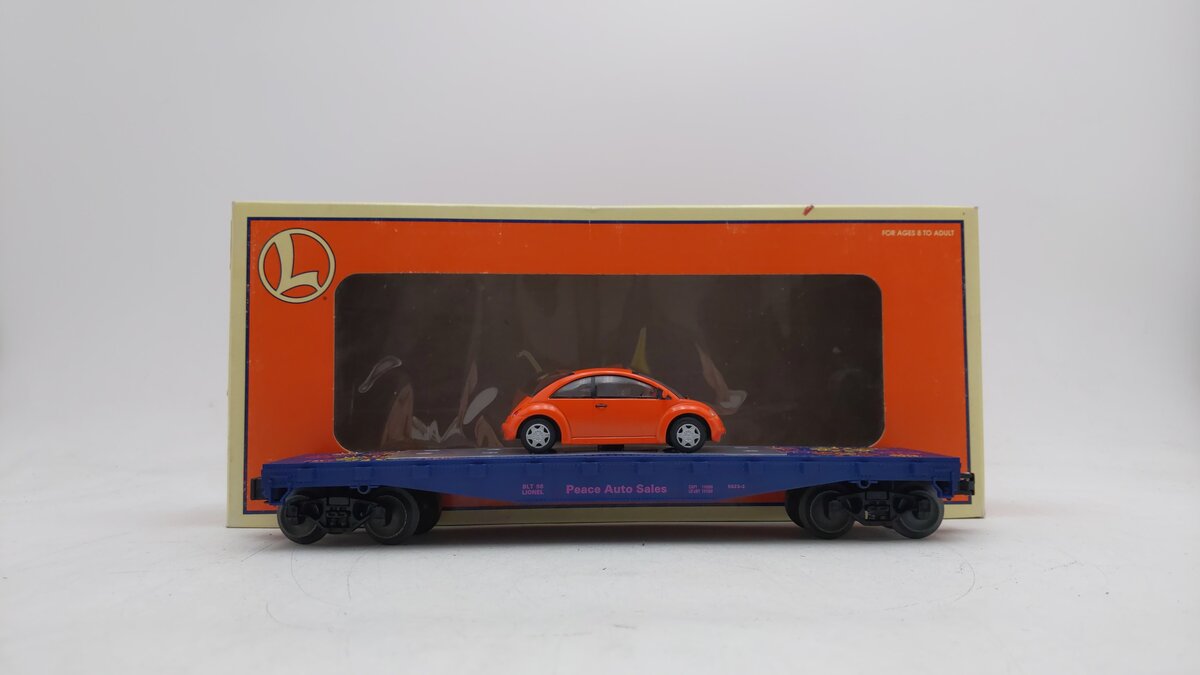 Lionel 6-19444 O Gauge Peace Auto Sales Flatcar with Volkswagen Bug EX/Box