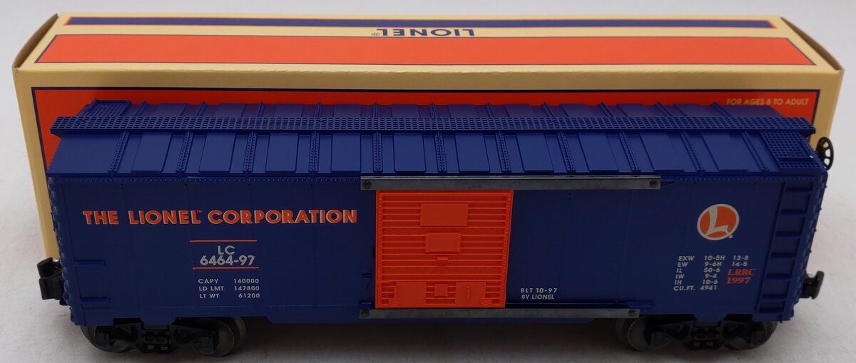 Lionel 6-19953 O Gauge LRRC Orange & Blue Lionel Boxcar #6464-97 EX/Box