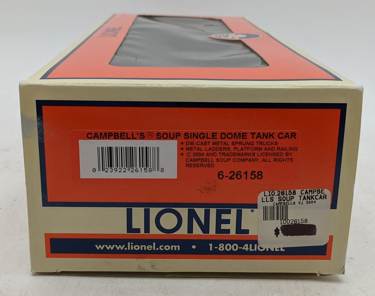 Lionel 6-26158 O Campbell's Soup Tank Car LN/Box