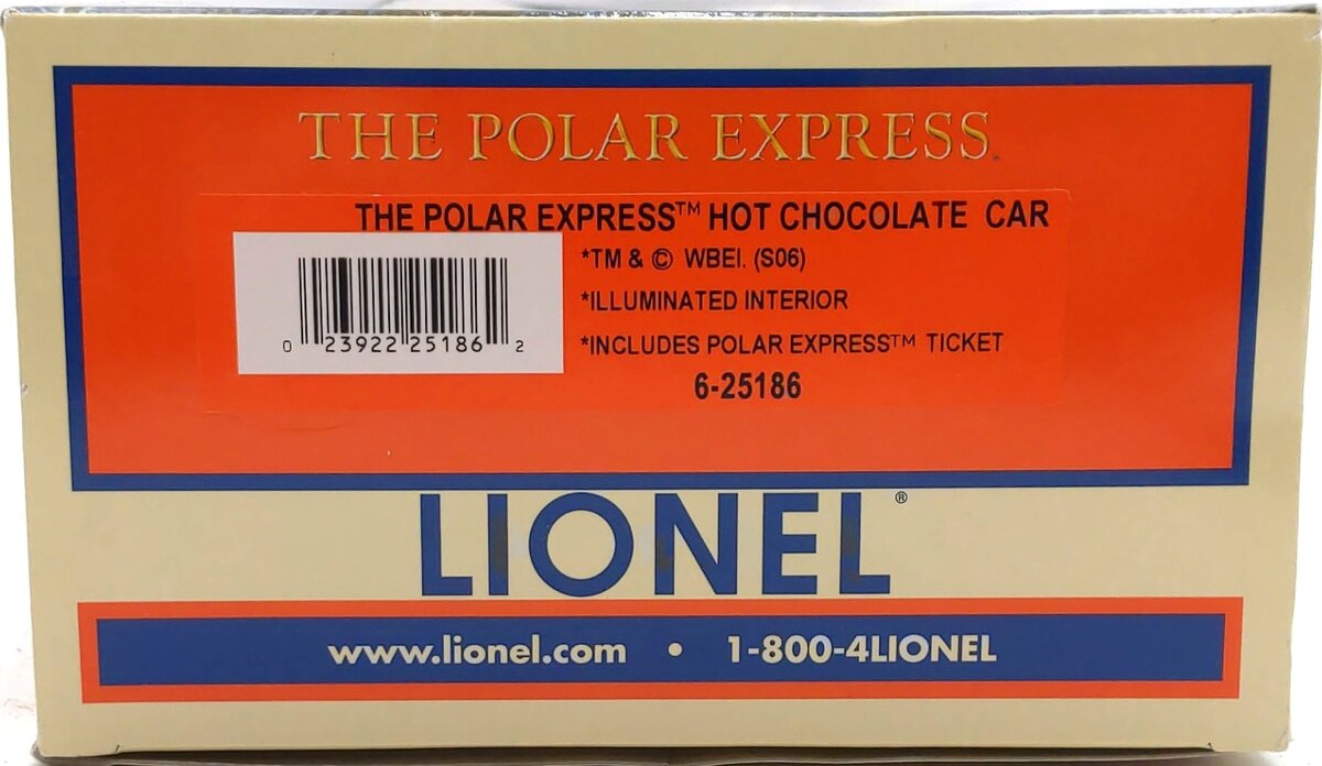 Lionel 6-25186 O Gauge The Polar Express Hot Chocolate Car VG/Box