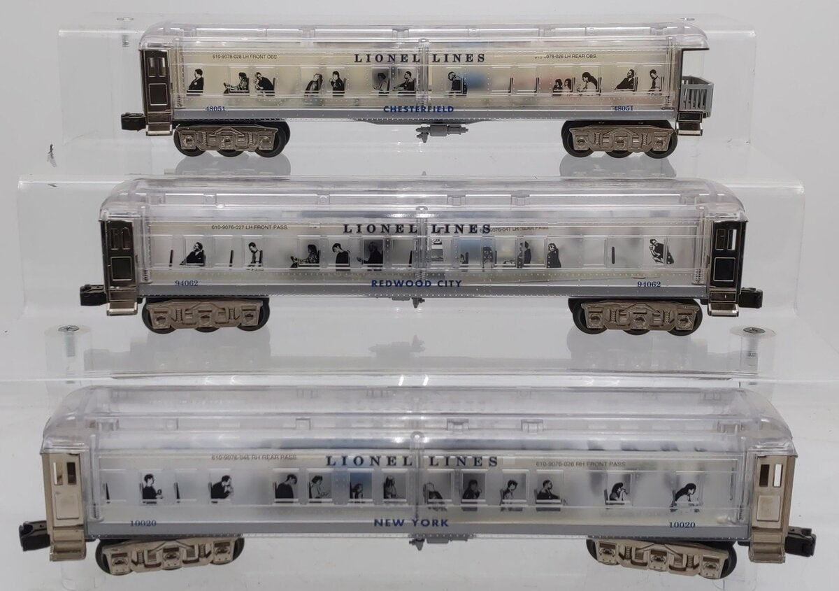 Lionel 6-29086 O Platinum Ghost Clear Shell Madison Passenger Cars (Set of 3) VG