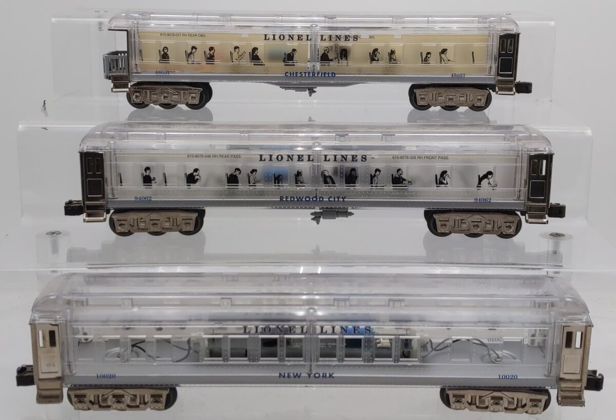 Lionel 6-29086 O Platinum Ghost Clear Shell Madison Passenger Cars (Set of 3) VG