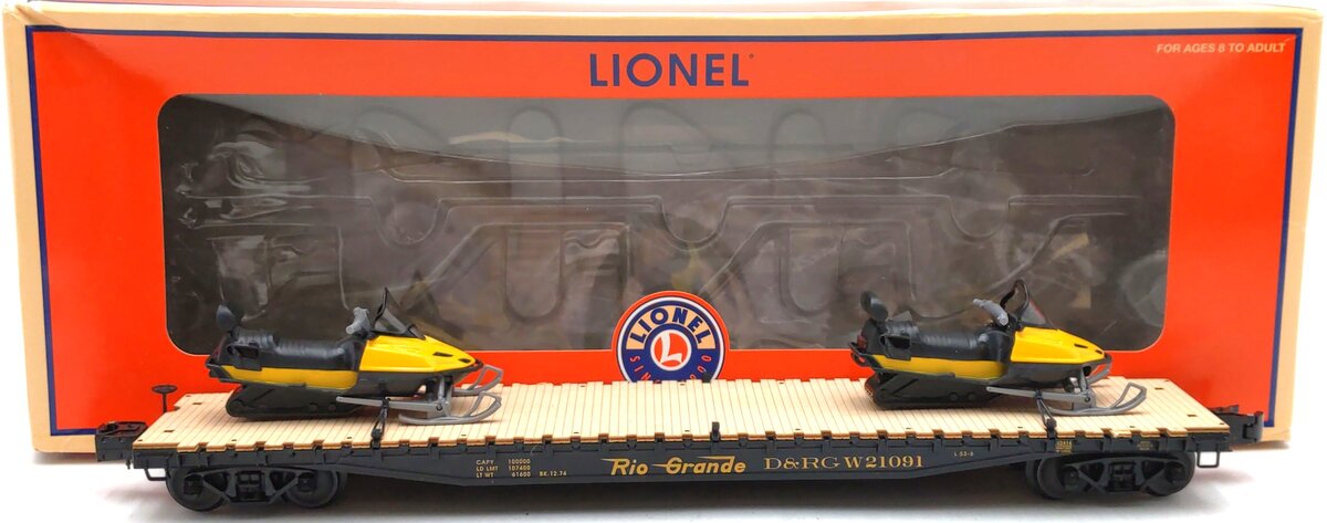 Lionel 6-52414 O Gauge TCA-2007 D&RGW PS-4 Flatcar with Snowmobile Load LN/Box