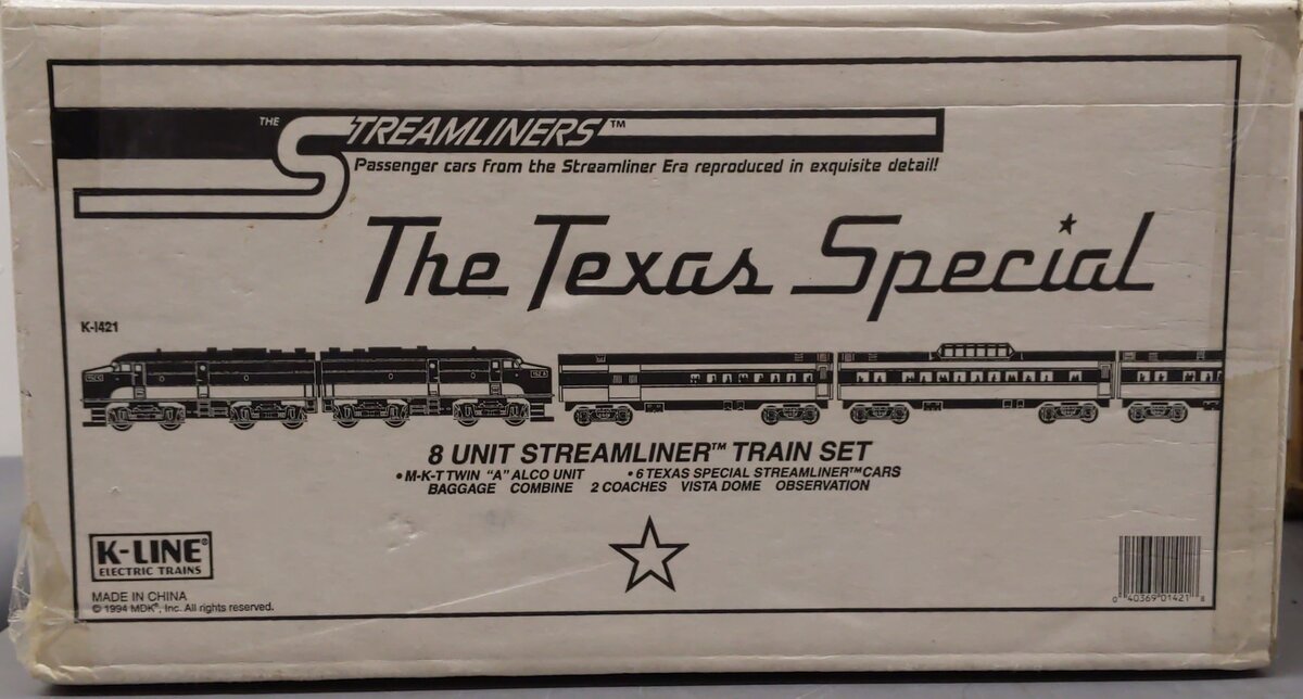 K-Line K1421 The Texas Special O Gauge Diesel Passenger Train Set EX/Box