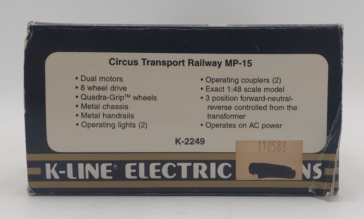K-Line K2249 O Circus Transport Railway MP-15 Diesel Locomotive #2249 EX/Box