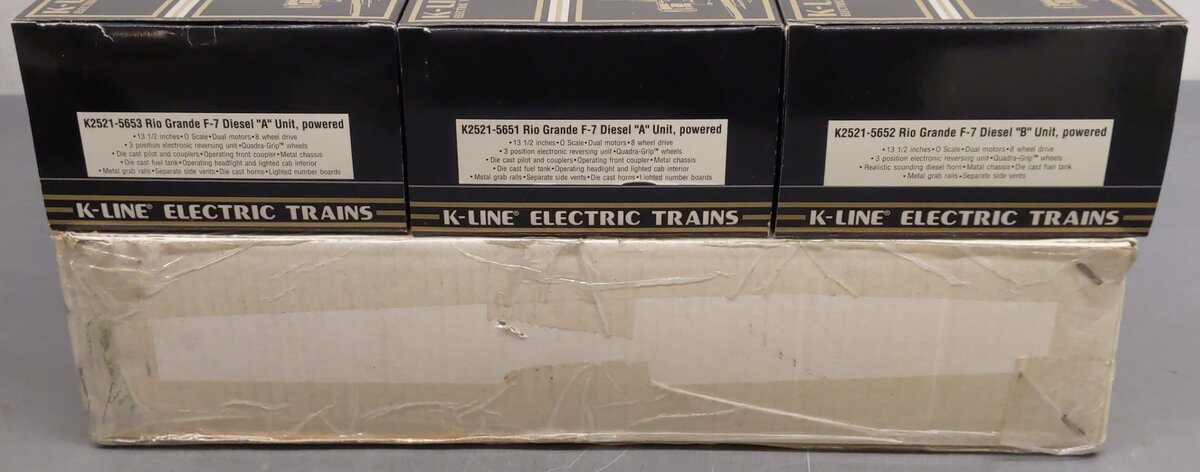 K-Line K-25211 O Rio Grande F-7 ABA Diesel Locomotive #5651/5652/5653 EX/Box