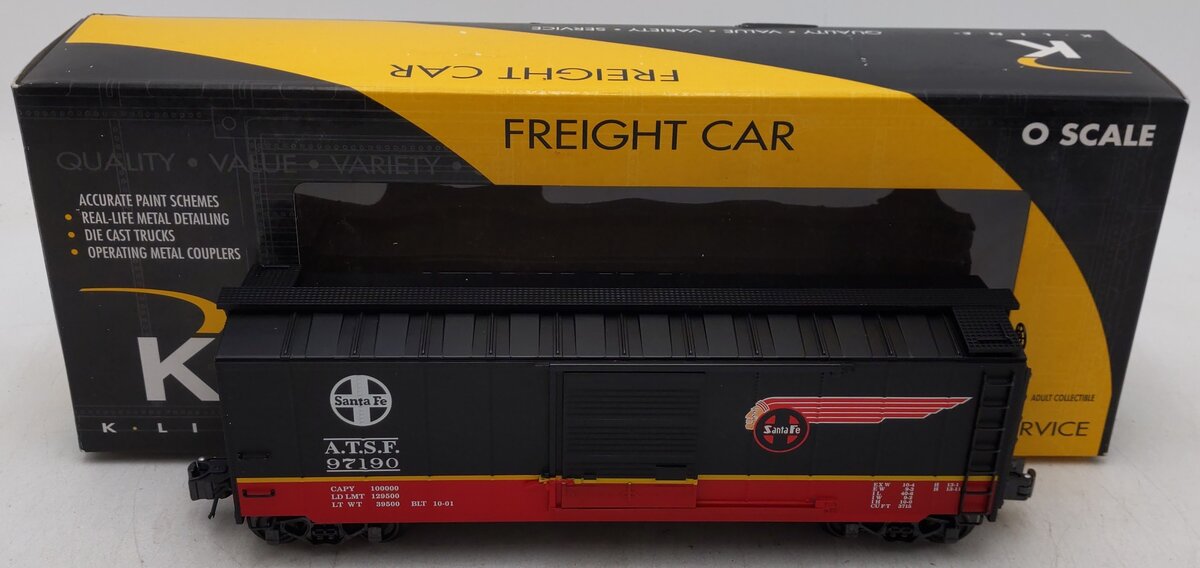 K-Line K761-1051 O Gauge Santa Fe Black Boxcar #97190 EX/Box