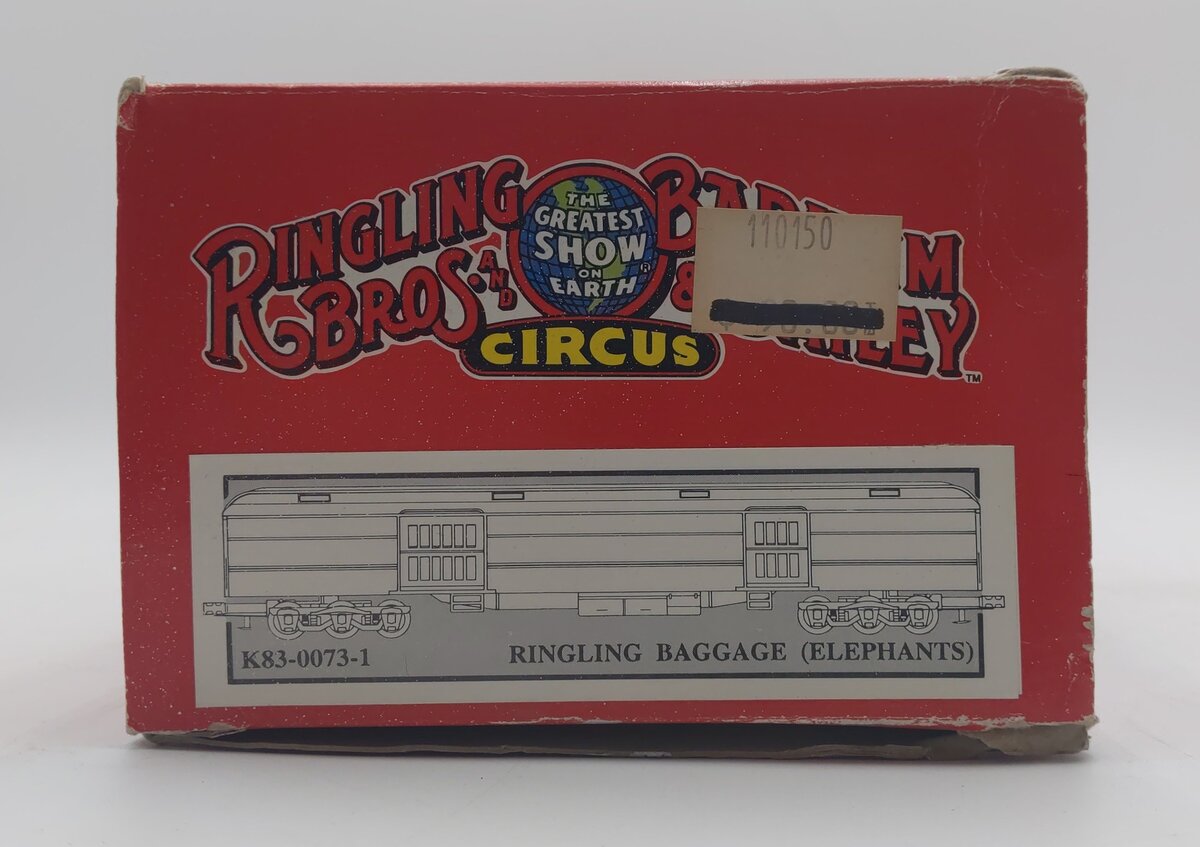 K-Line K83-0073-1 O Ringling Bros. Elephants 18" Heavyweight Baggage Car #73 VG/Box