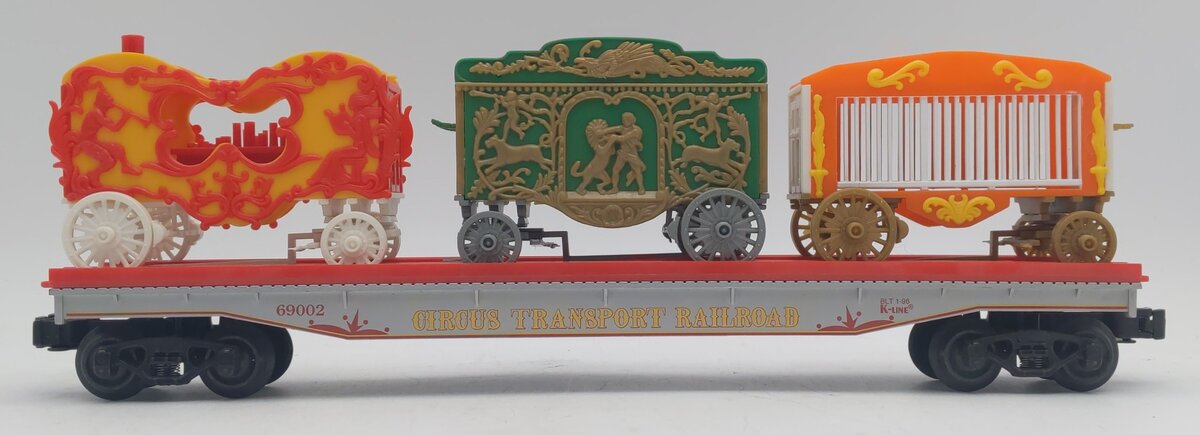 K-Line K-69002 O Gauge Circus Transport Railway Flatcar w/ Wagons EX/Box