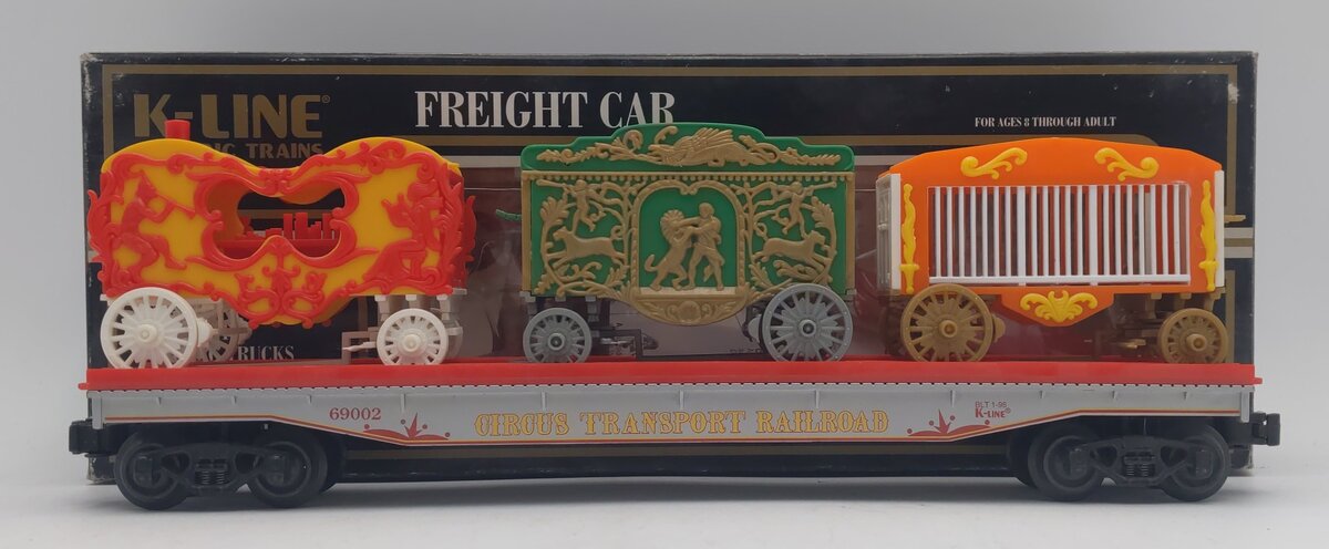 K-Line K-69002 O Gauge Circus Transport Railway Flatcar w/ Wagons EX/Box