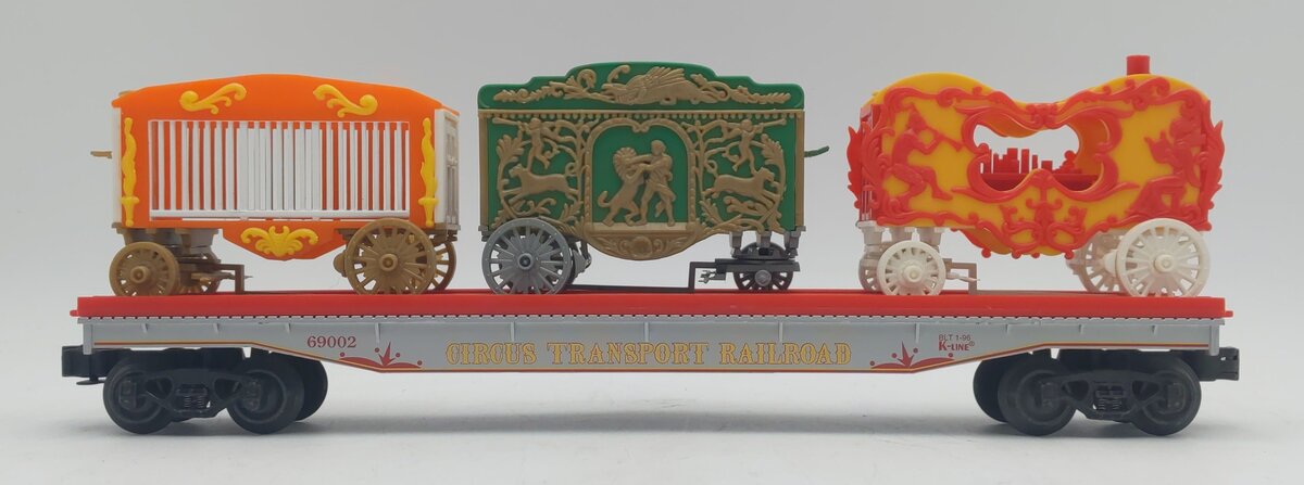 K-Line K-69002 O Gauge Circus Transport Railway Flatcar w/ Wagons EX/Box