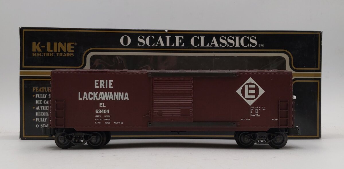 K-Line K765-1531 O Gauge Erie Lackawanna Boxcar #63404 NIB