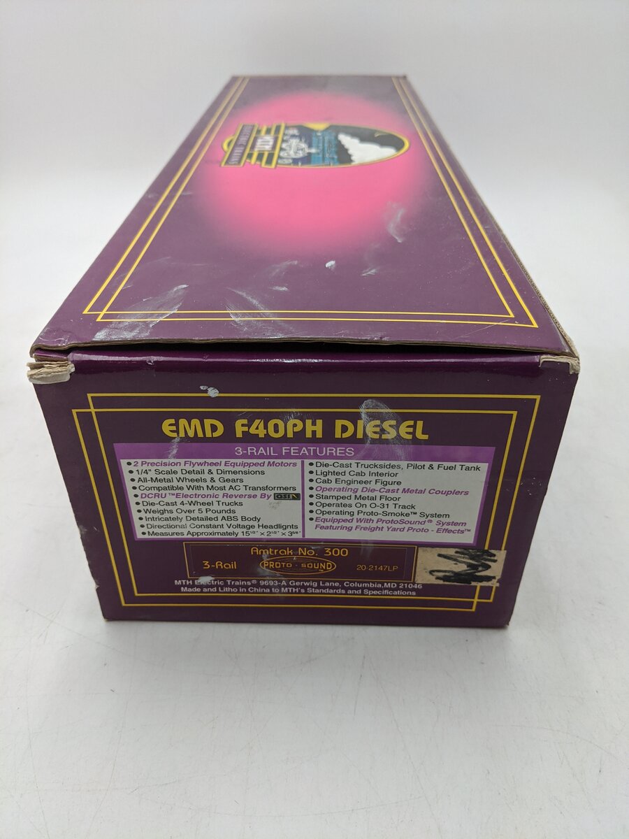 MTH 20-2147-1 Amtrak EMD F40PH Diesel Engine #300 w/PS1 EX/Box