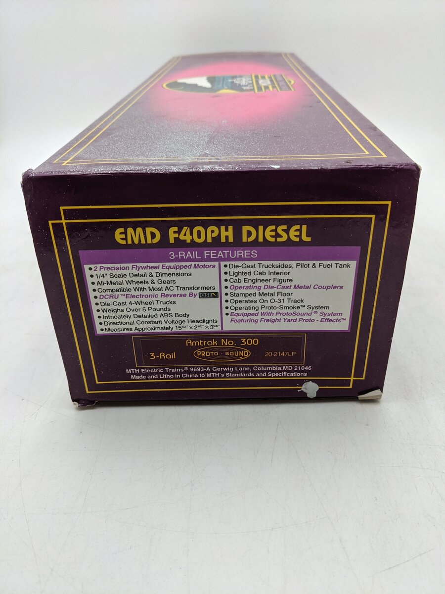 MTH 20-2147-1 Amtrak EMD F40PH Diesel Engine #300 w/PS1 EX/Box