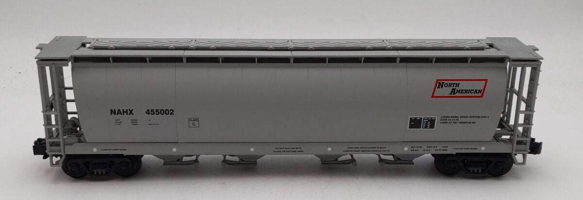 MTH 20-97401 O Gauge North American 4-Bay Cylindrical Grain Hopper Car #455002 NIB