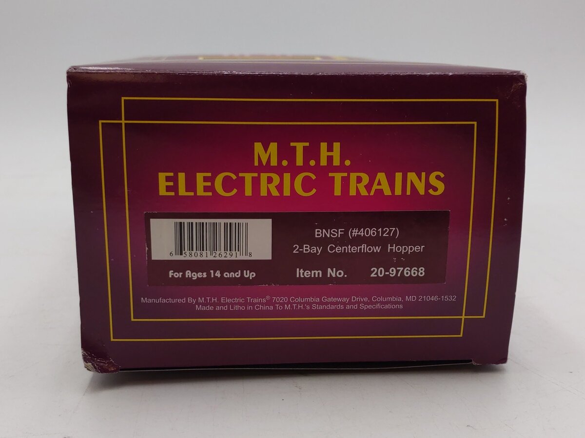 MTH 20-97668 O BNSF 2-Bay Centerflow Hopper #406127 NIB