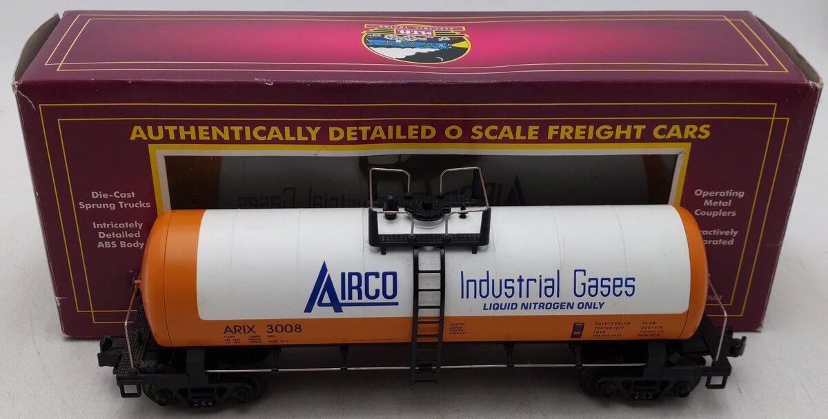 MTH 20-92011 O Gauge Airco Single Dome Tank Car #3008 EX/Box