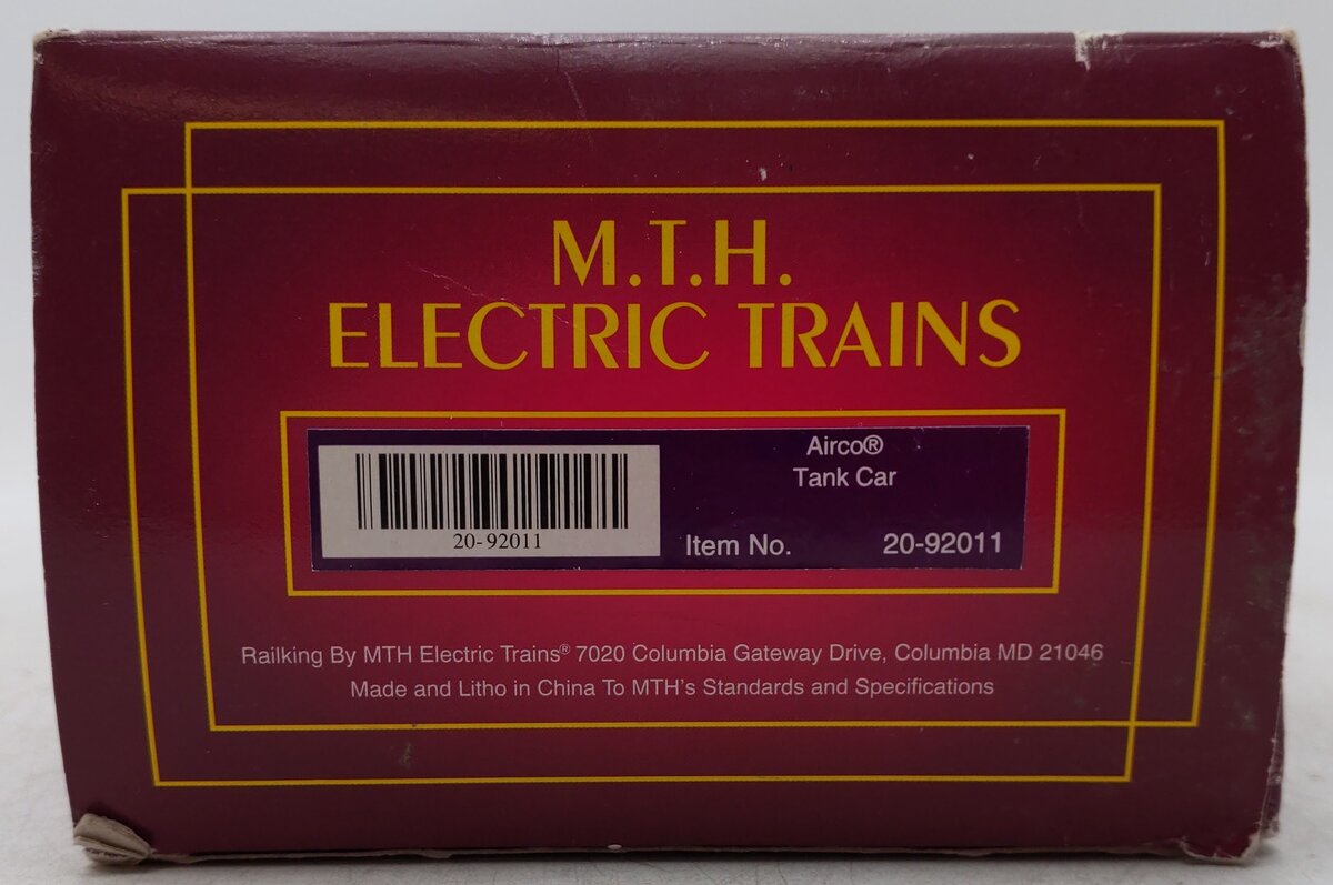 MTH 20-92011 O Gauge Airco Single Dome Tank Car #3008 EX/Box