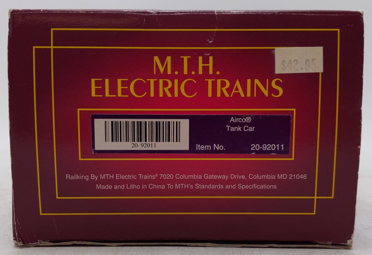 MTH 20-92011 O Gauge Airco Single Dome Tank Car #3008 EX/Box