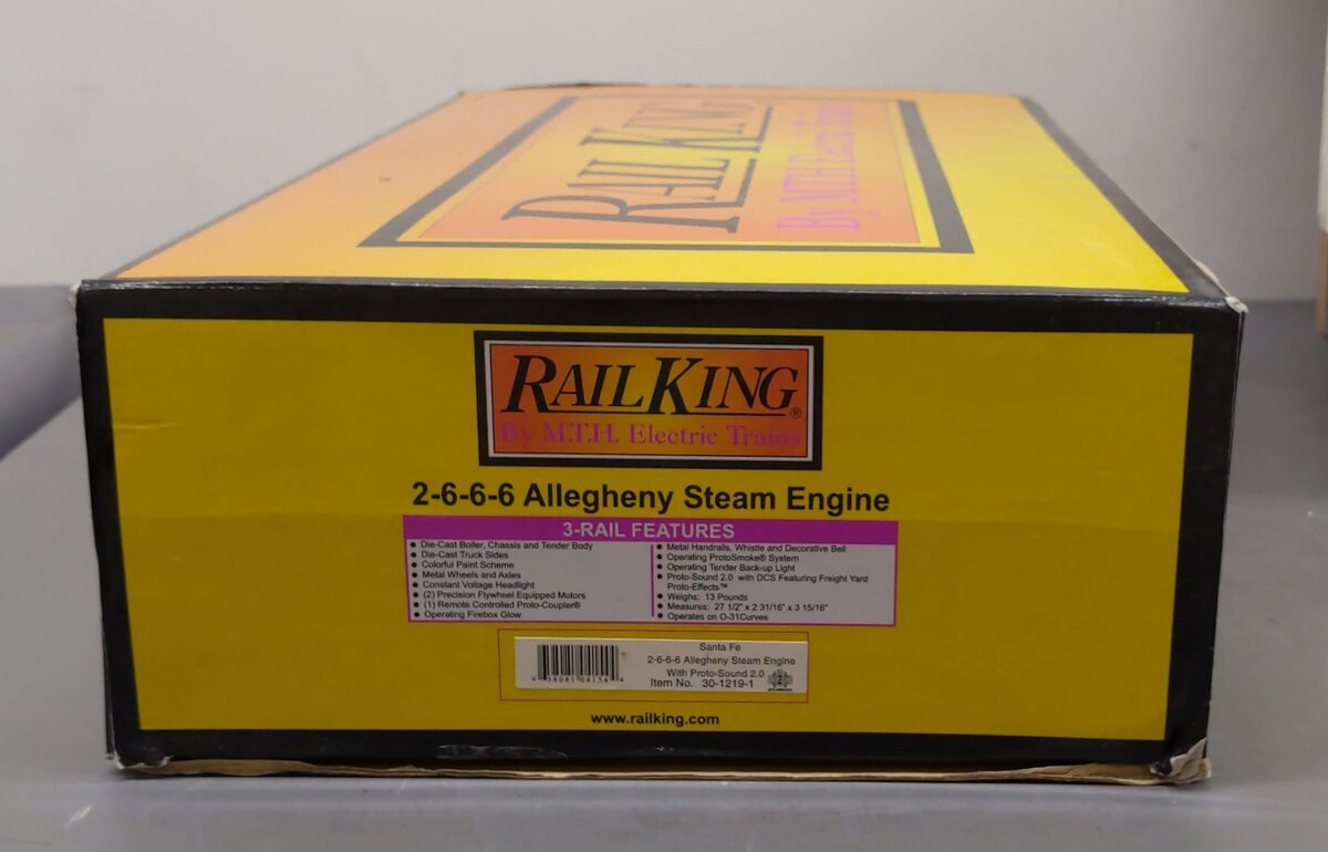 MTH 30-1219-1 AT&SF 2-6-6-6 Allegheny Steam Engine #1199 LN/Box