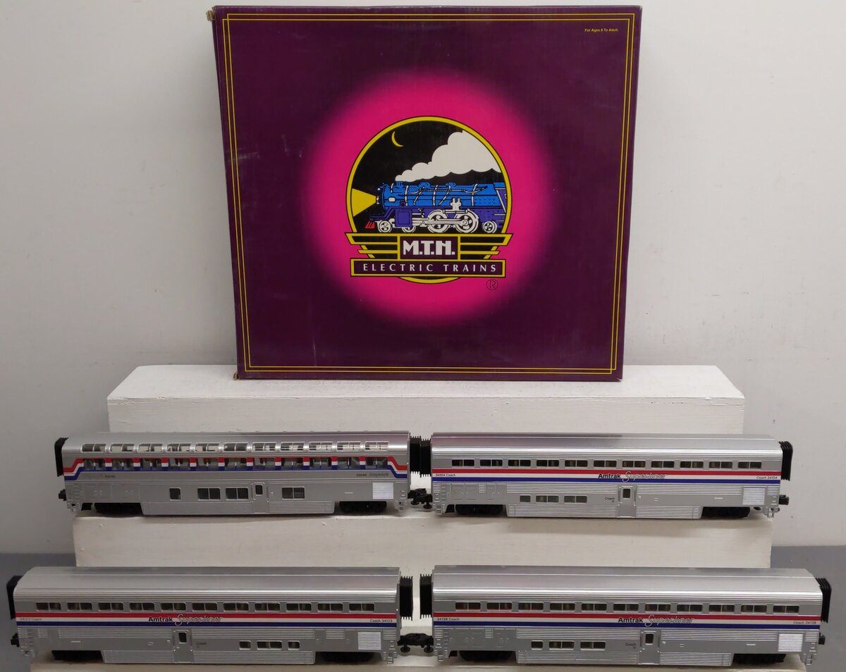 MTH 20-6524 O Gauge Amtrak Superliner Passenger Car Set EX/Box