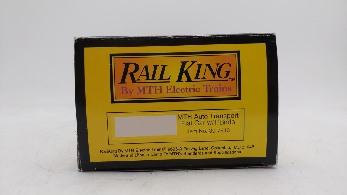 MTH 30-7613 O Gauge Auto Transport Flatcar with Two ThunderBirds EX/Box