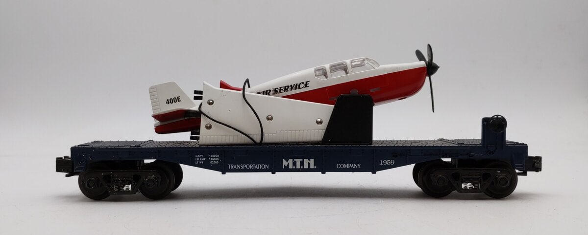 MTH 30-7621 O MTH Transportation Co Flatcar w/Red & White Airplane #1959 EX/Box